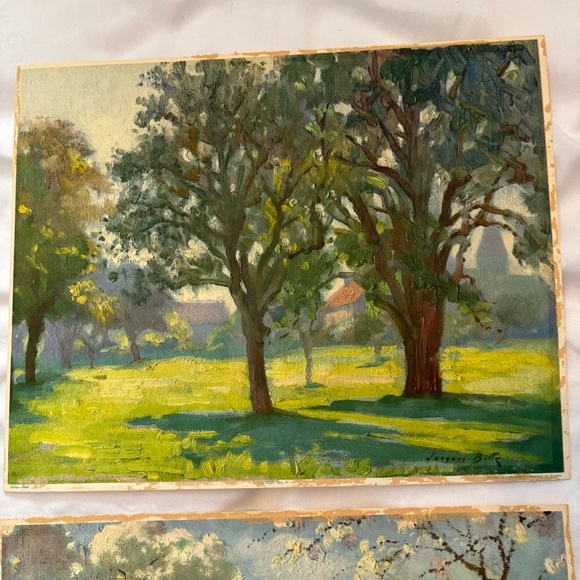 2 Jacques Bille Prints Park Motif Countryside Trees 9.5X12 Printed Switzerland - Picture 7 of 12